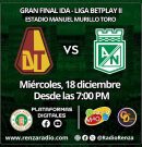 GRAN FINAL DE LA LIGA BETPLAY II: escuché y viva el duelo de ida entre Deportes Tolima vs Atlético Nacional